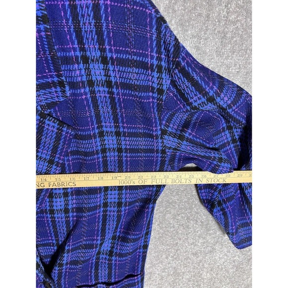 Vintage Liz Claiborne Wool Blend Blue Plaid Double Breasted Blazer Womens Size 8 - Picture 13 of 16